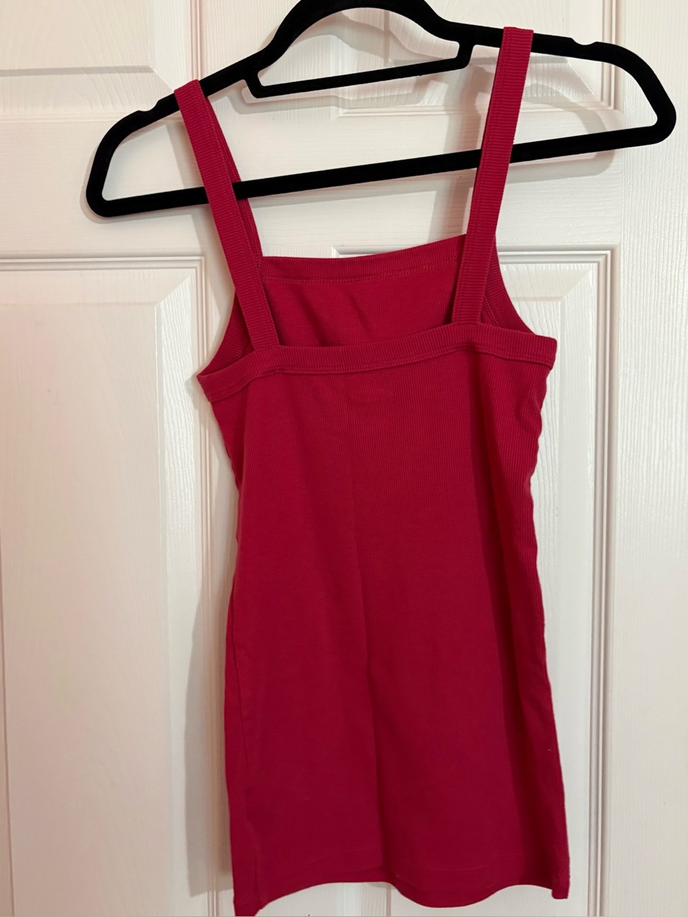 Basic Ribbed Square Neck Tank Top - Bright Raspberry Pink - Picture 2 of 3
